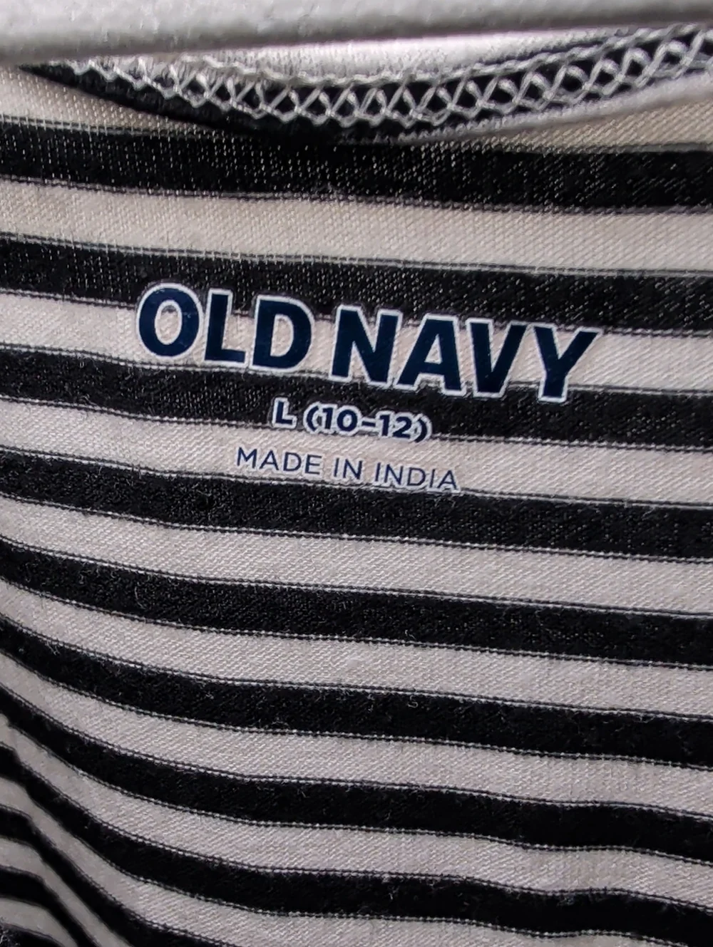 Old Navy Black & White Striped Short Sleeve Dress 100% Cotton Girls Size L 10-12